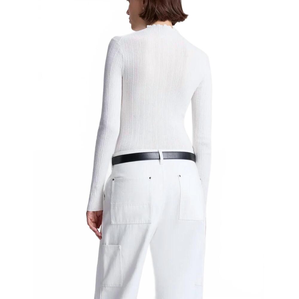NEW A.L.C. hugh fine cotton knit top in bright white - Picture 3 of 3